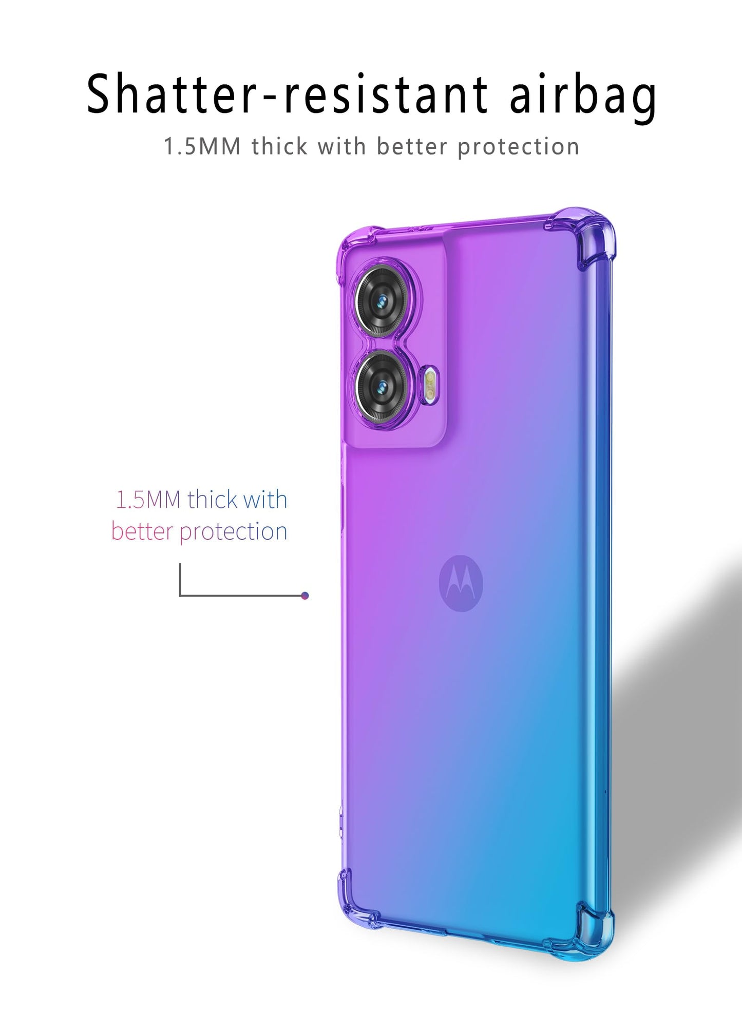 DABUNA Funda para Motorora Moto G85 5G Case Uso Rudo,Transparente Colores Degradados Protectora de Cámara Anticaída Carcasa Bumper(Púrpura Azul)
