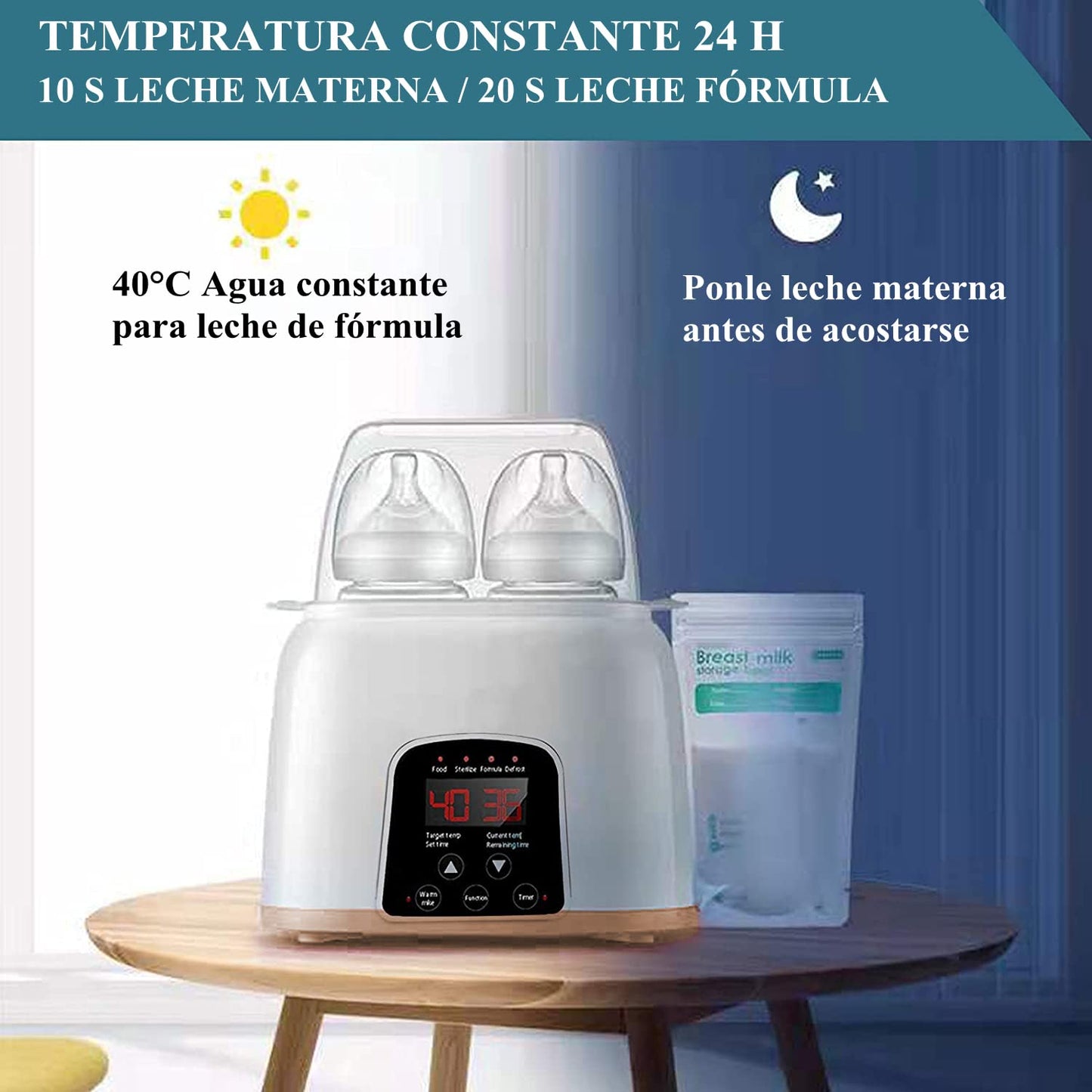 Calienta Biberones para Bebé, Esterilizador de Botella 5 en 1 Calentador, Inteligente Control Táctil Calienta Biberones Control Preciso de Temperatura para Leche Materna o Fórmula