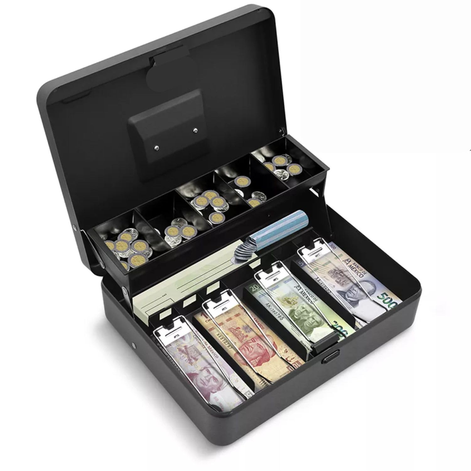 Caja Fuerte Metálica Salud 360° Gris con Cerradura Segura para Dinero para Negocio o Casa