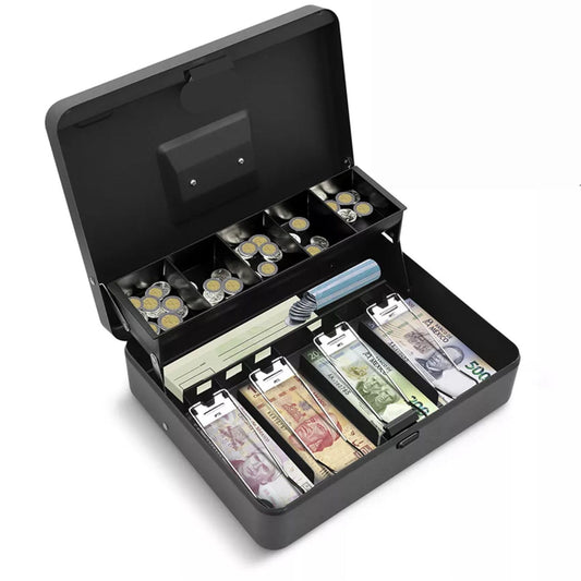 Caja Fuerte Metálica Salud 360° Gris con Cerradura Segura para Dinero para Negocio o Casa