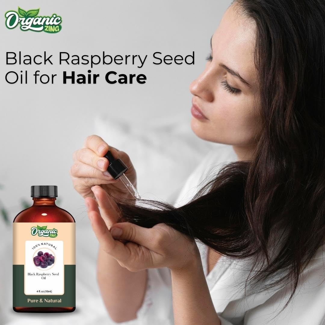 Organic Zing Black Raspberry Seed (Rubus Occidentalis) Oil | Pure & Natural Carrier Oil for Skincare and Hair Care - 118ml/3.99fl oz