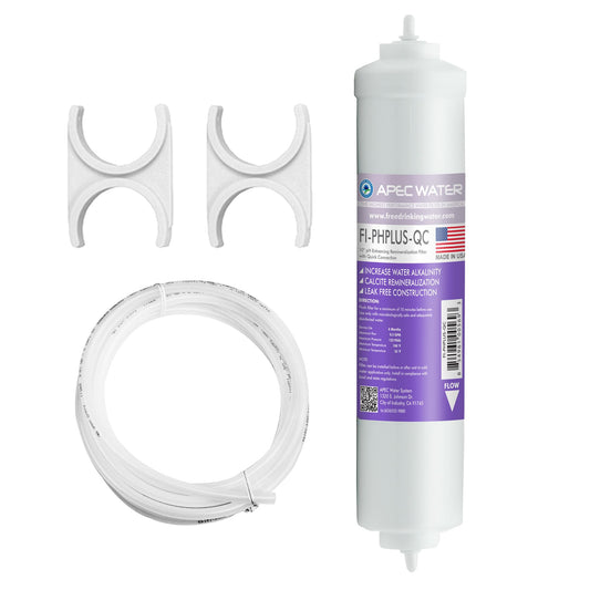 Kit de Filtro en Línea APEC PHPLUSKIT-14 Alcalino Alta Pureza pH + Carbonato de Calcio Conexión Rápida 1/4 Pulgadas Fabricado en EE. UU.