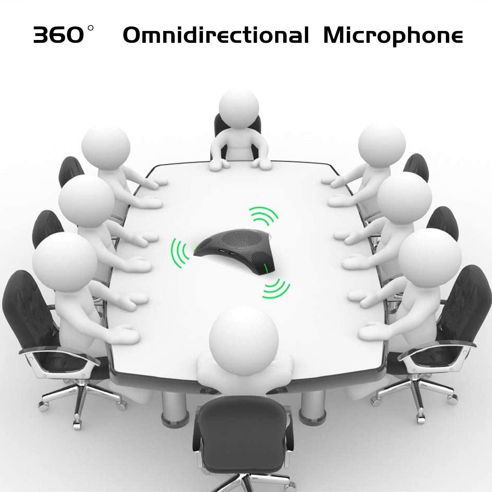 Micrófono de Conferencia USB Omnidireccional con Altavoz 360° y Reducción de Ruido DSP Inteligente para Negocios y Reuniones de Video