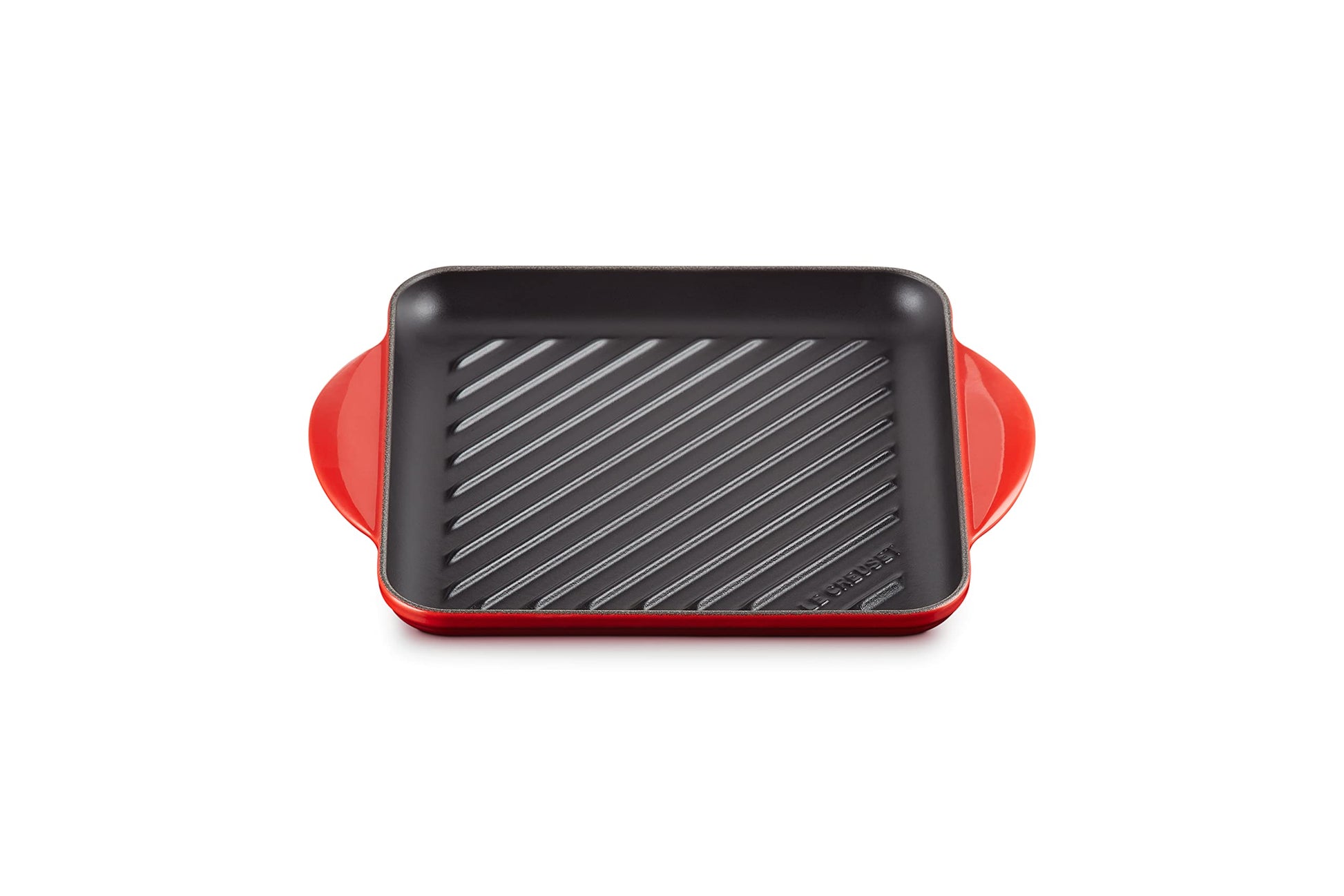 Le Creuset - Parrilla cuadrada de hierro fundido esmaltado, 9.5 pulgadas, cereza