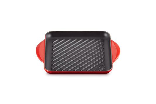Le Creuset - Parrilla cuadrada de hierro fundido esmaltado, 9.5 pulgadas, cereza