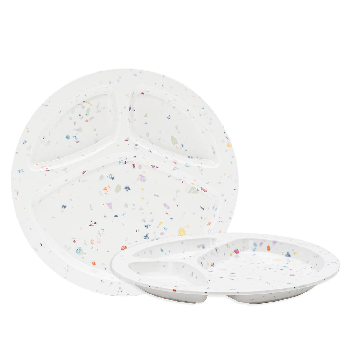 bzyoo Platos divididos de melamina de 9 pulgadas, placas de control de porciones de 3 secciones, seguros para alimentos, duraderos, ligeros e irrompibles, vajilla reutilizable para niños, niños