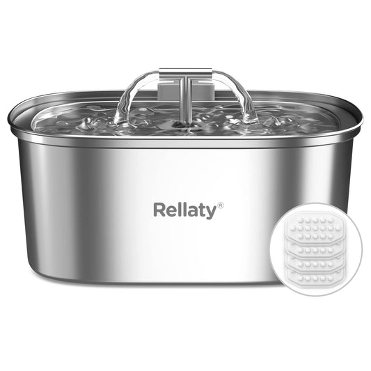 Fuente de Agua Automática Rellaty 3,2L con Filtros para Gatos y Perros en Interior
