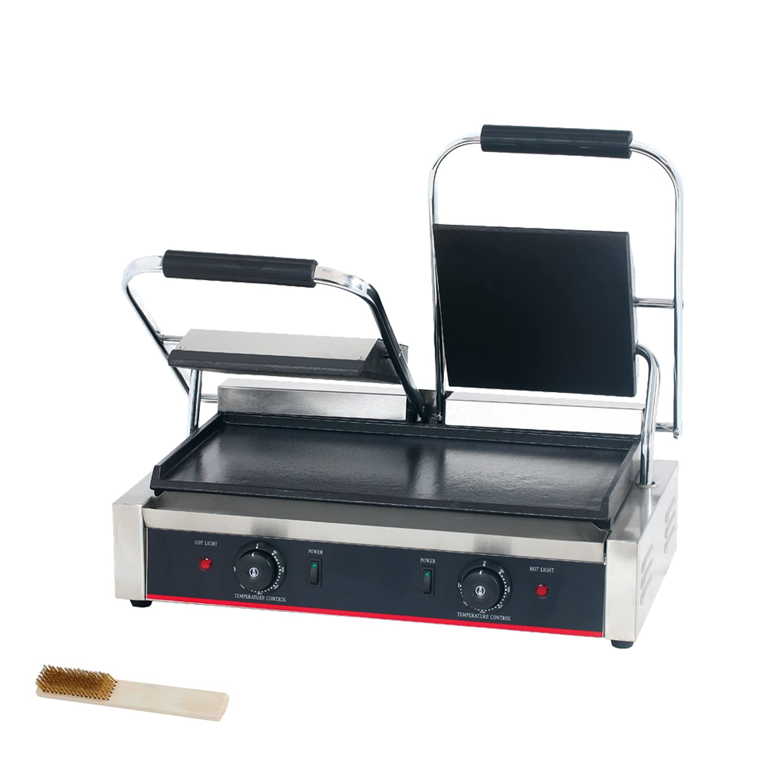 Prensa Comercial Panini Eléctrica Panini con Parrilla Ranurada y Doble Superficie Lisa