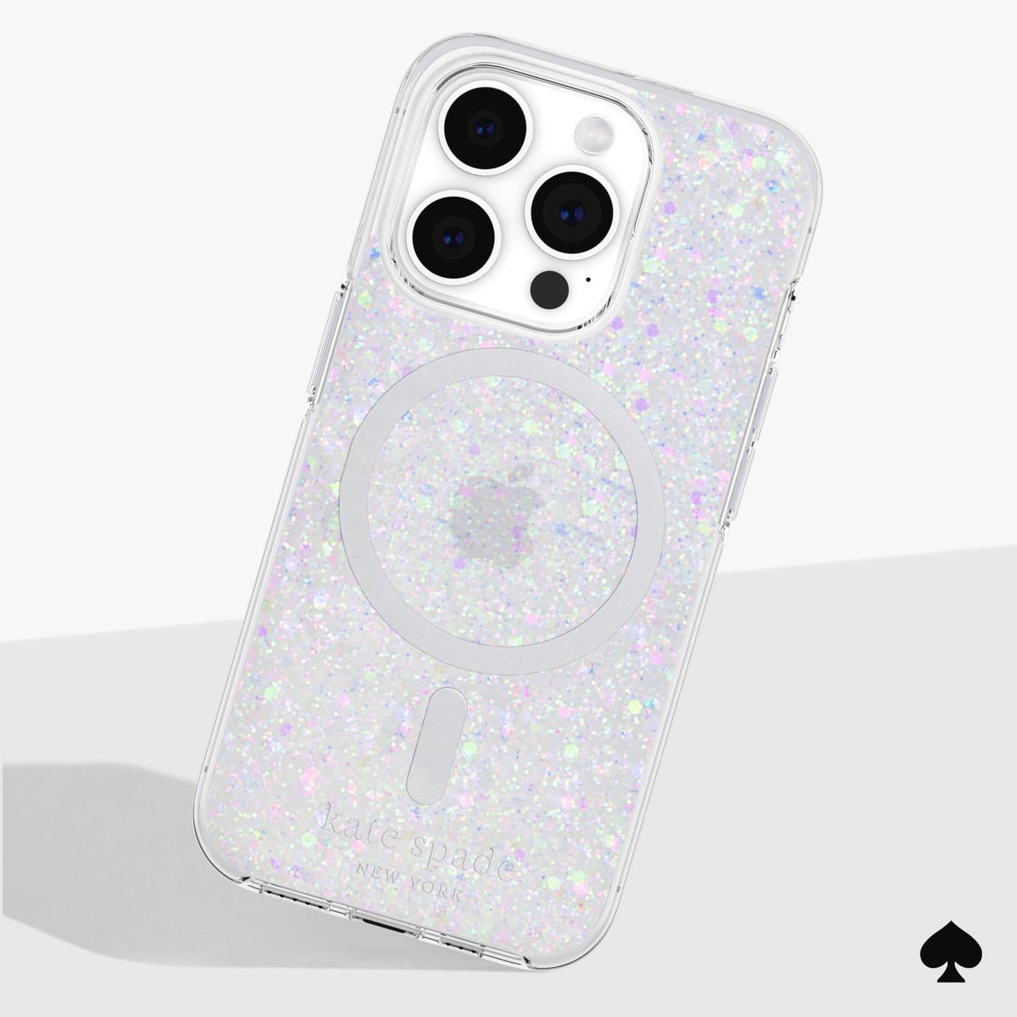 Kate Spade Nueva York - Funda para iPhone 15 Pro, Compatible con MagSafe - Iridiscente de Brillantina Gruesa