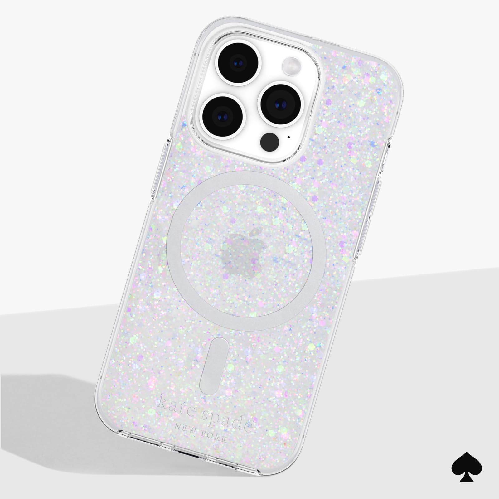 Kate Spade Nueva York - Funda para iPhone 15 Pro, Compatible con MagSafe - Iridiscente de Brillantina Gruesa