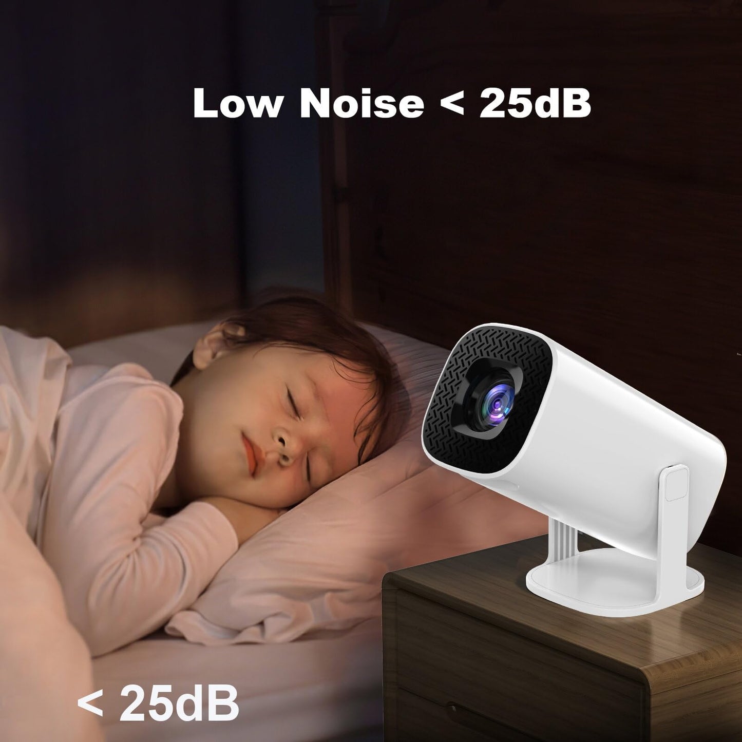 Mini Proyector Yolispa Blanco con WiFi6 y Bluetooth Pantalla Giratoria 180° Compatible 4K