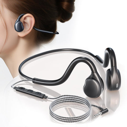 Auriculares Deportivos QOEKUEY Negro con Micrófono y Control de Volumen