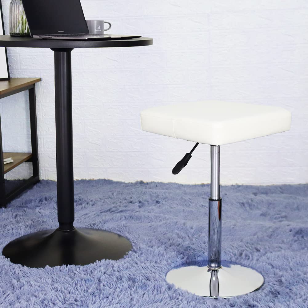 FURWOO - Taburete cuadrado blanco para salón, taburete de altura ajustable para cambiador, manicura, tienda, peluquería en casa, oficina, pequeño