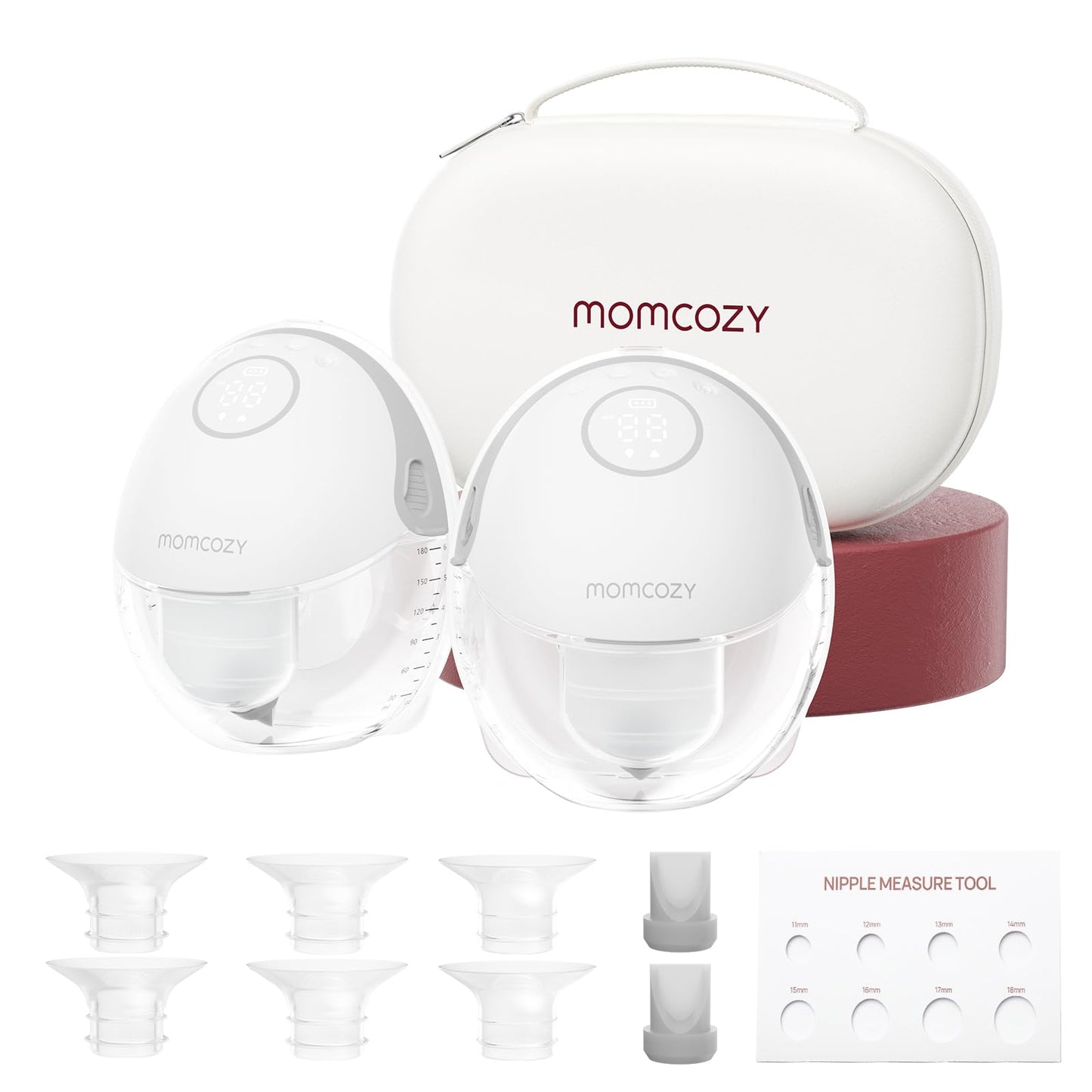 Momcozy Sacaleches Manos Libres Estilo Móvil | M6, Sacaleches Portátil con Ritmo Ideal Para Más Leche, Brida DoubleFit, Ajuste más Discreto con 3 Modos y 9 Niveles, 24 mm - Paquete de 2, Gris