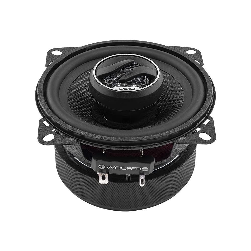 DS18 ZXI-44 Altavoz coaxial de Audio para Coche de 4 Pulgadas con Altavoz de Agudos de neodimio Integrado y Cono de Kevlar – 2 vías 150 vatios máximo 4 ohmios (2 Altavoces)