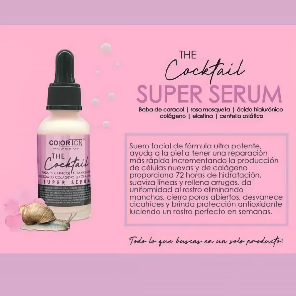 Kit 2 Super Serum Reparador The Cocktail By Gaero Shop | Colorten | 30 ml | Baba de Caracol, Rosa Mosqueta, Hialuronico, Colágeno y Elastina