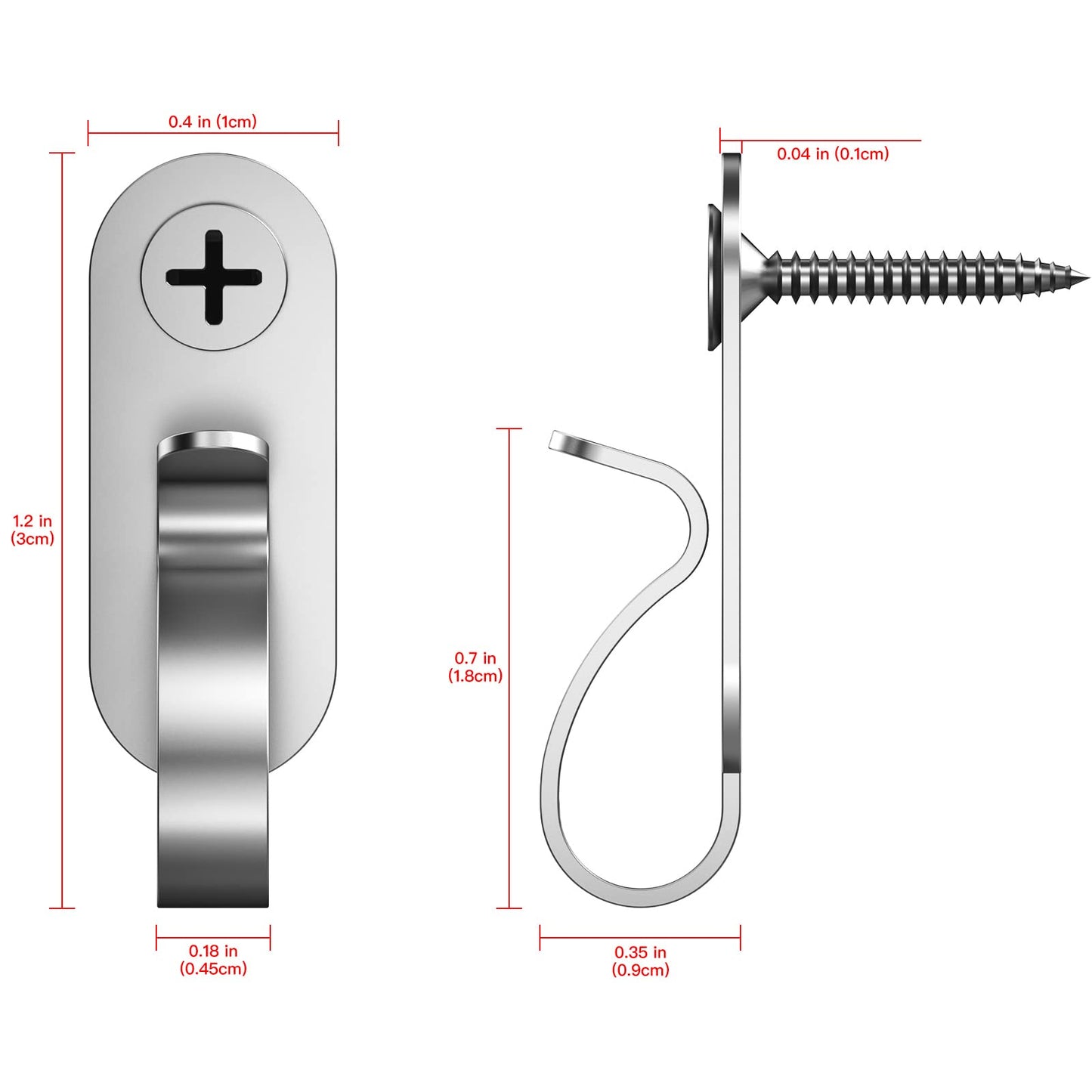 Lewufe - Ganchos para colgar luces de acero inoxidable, ganchos de tornillo para exteriores para fiestas de Navidad, alambre de fácil liberación y luces LED de hadas, 40 paquetes
