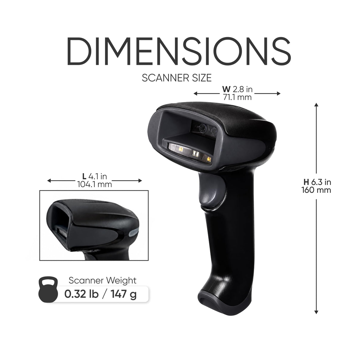 Lector de Códigos de Barras Honeywell Negro con Soporte de Trinquete Integrado y Enfoque de Rango Estándar