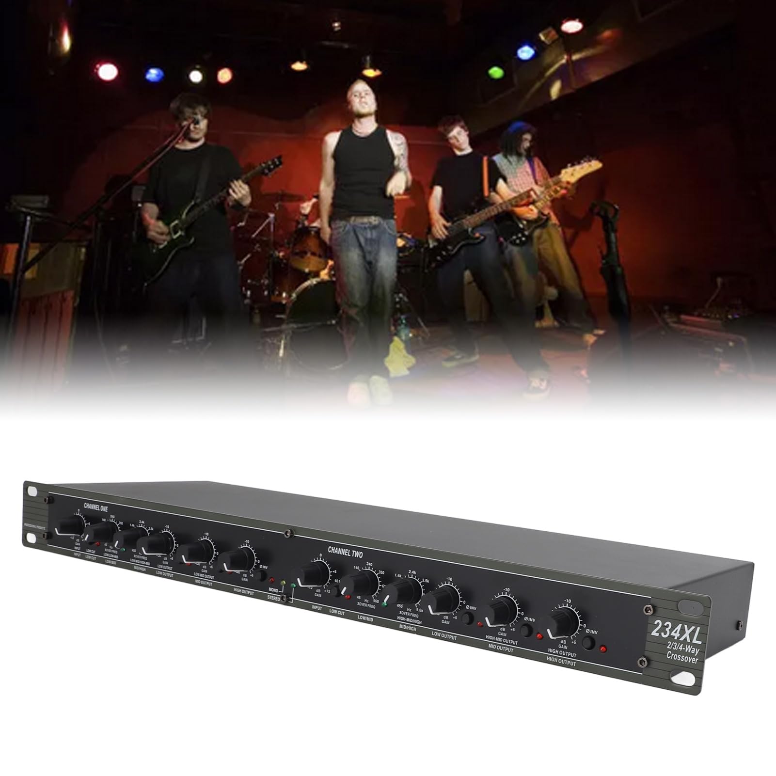 Crossover Mono de 4 Vías, Crossover 234XL Estable Profesional, Distribución de Señal de Sonido, Material ABS, para Actuaciones en Escenario, para Todo Tipo de Usuarios