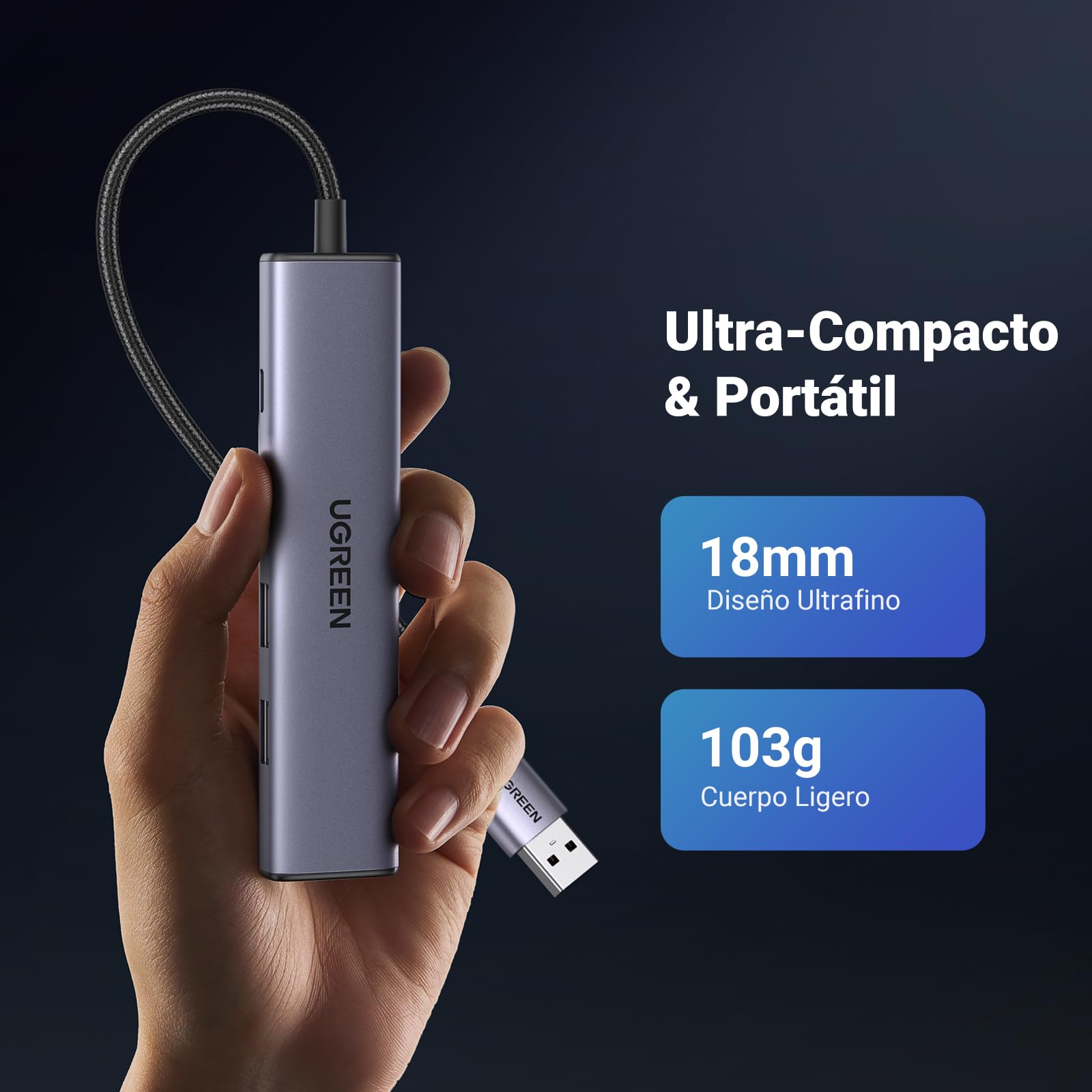 UGREEN Hub USB Ethernet 1000Mbps, Hub RJ45 con 3 Puertos USB 3.0 y Puerto de Alimentación Tipo C, Adaptador Red Compatible con Laptop, PC, MacBook, Surface XPS Windows Linux MacOS, etc