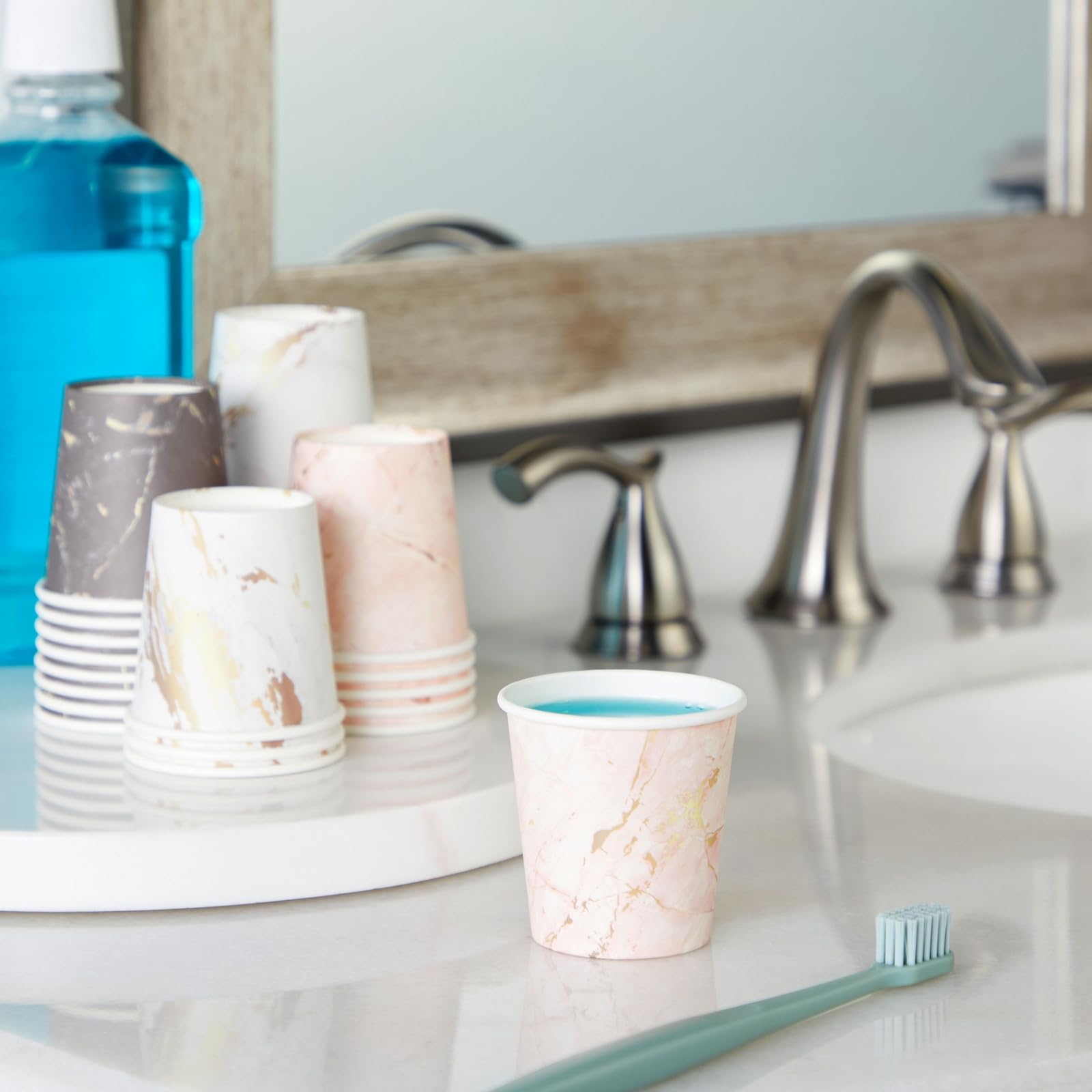 Tazas Desechables Sparkle and Bash Mármol Versátiles 4 oz