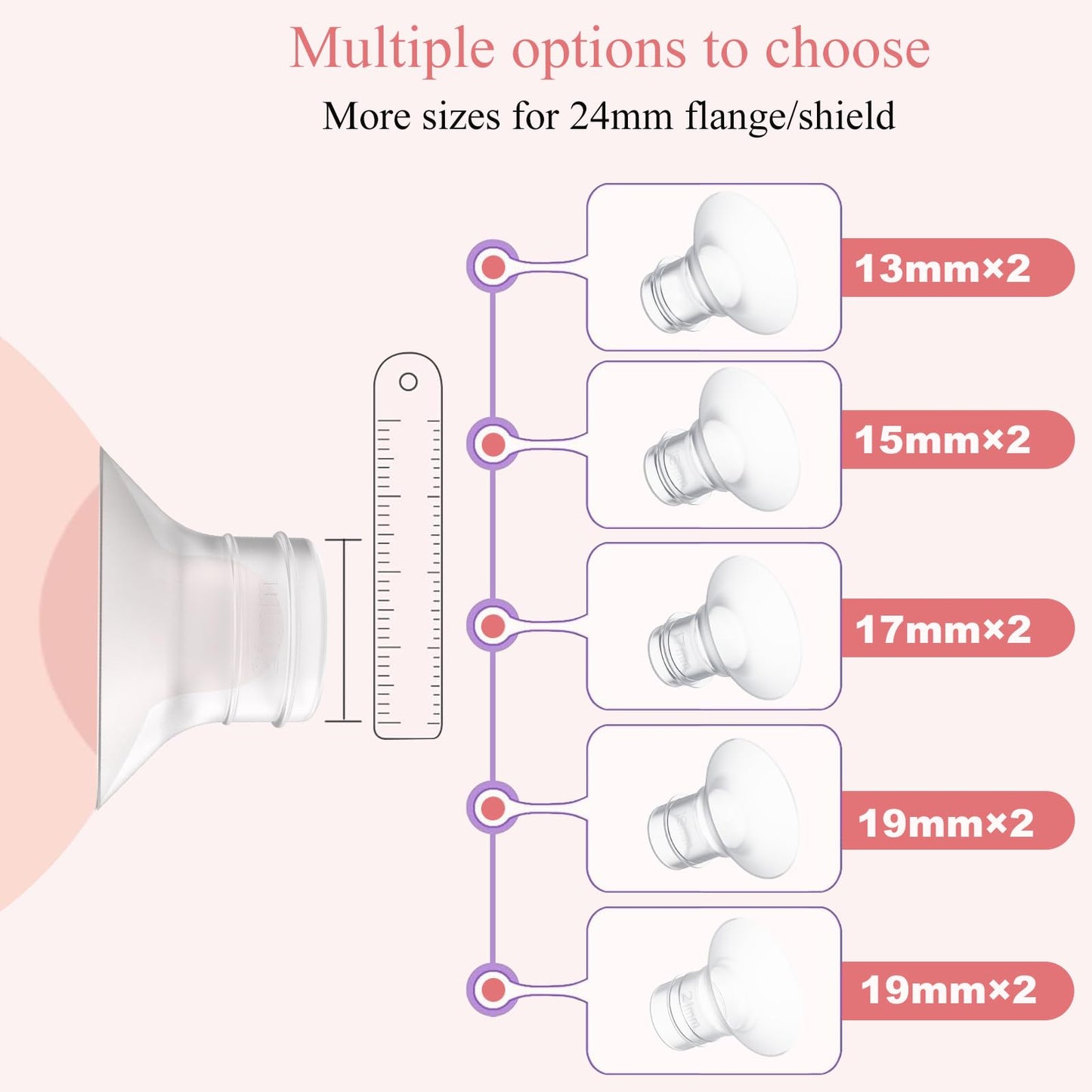 Insertos de brida 15mm 6 piezas, Compatible con taza de extractor de leche portátil Momcozy S12 Pro/S9 Pro/S12/S9, Adecuado para protectores/bridas de 24mm de Medela/Spectra/Elvie/Willow/TSRETE