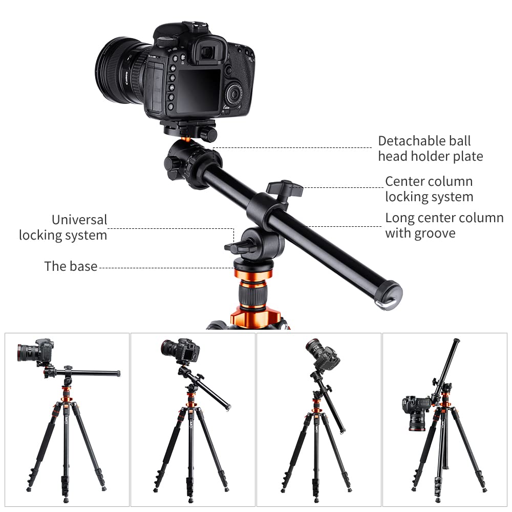 Fenytay S210 2M/78.7Inch Fotografía Profesional Trípode Monopie Aleación de Aluminio Cámara Trípode Soporte 10kg/22lbs Capacidad de Carga con rótula giratoria de 360° Brazo de exión