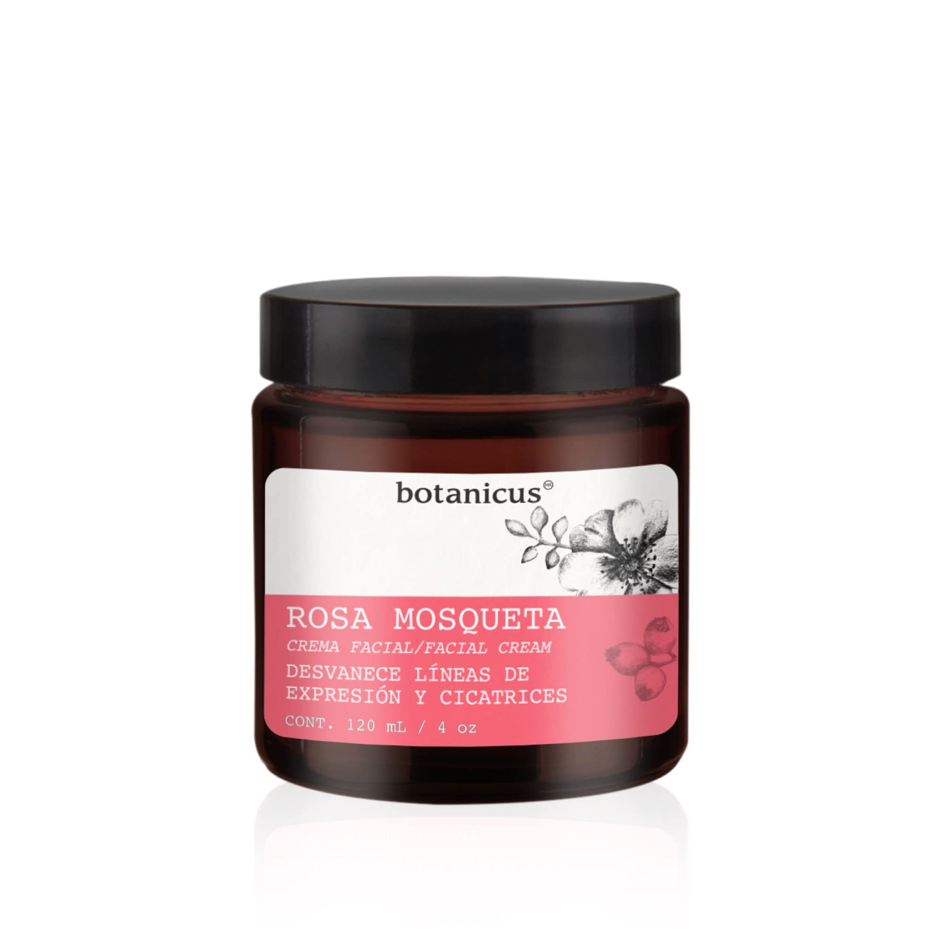 Crema Facial Hidratante Rosa Mosqueta 120 ml - BOTANICUS- Antiarrugas, Antiedad, Aclarante facial, Antimanchas Desvanece líneas de expresión y cicatrices- Para pieles maduras y pieles sensibles.