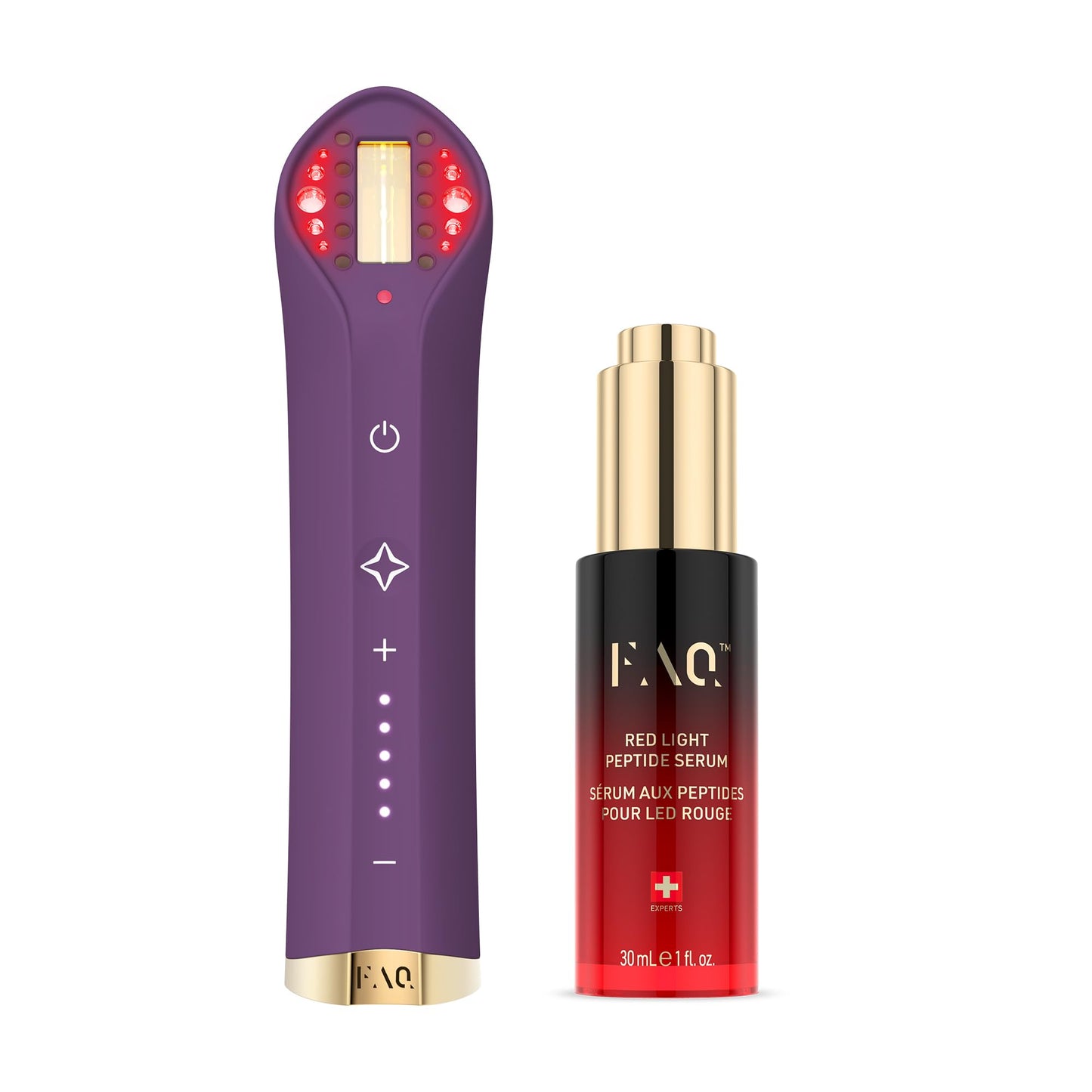 Faq 501 Lámpara LED Roja & Bienestar + Red Light Peptide Serum – LED 650 Nm con Sérum Facial Acido Hialuronico & Colageno– Set Cuidado Piel Luminosidad e Hidratación
