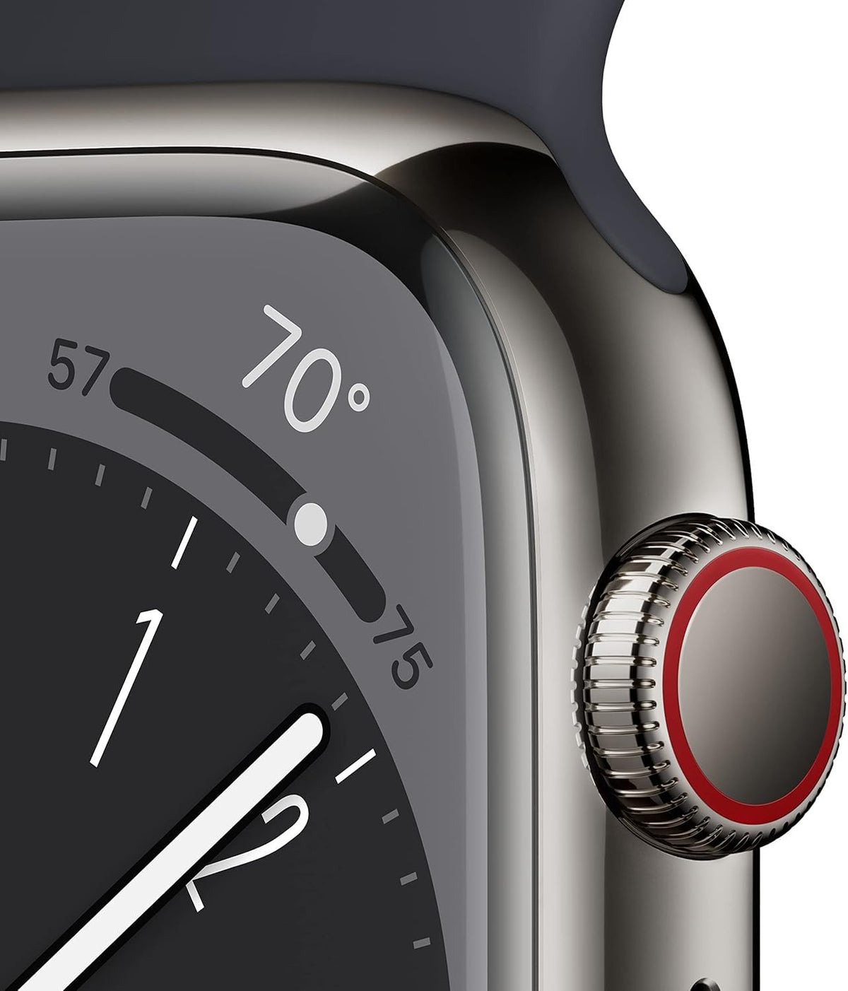 Reloj Inteligente Apple Series 8 Acero Inoxidable Grafito con Correa Deportiva Medianoche Reacondicionado