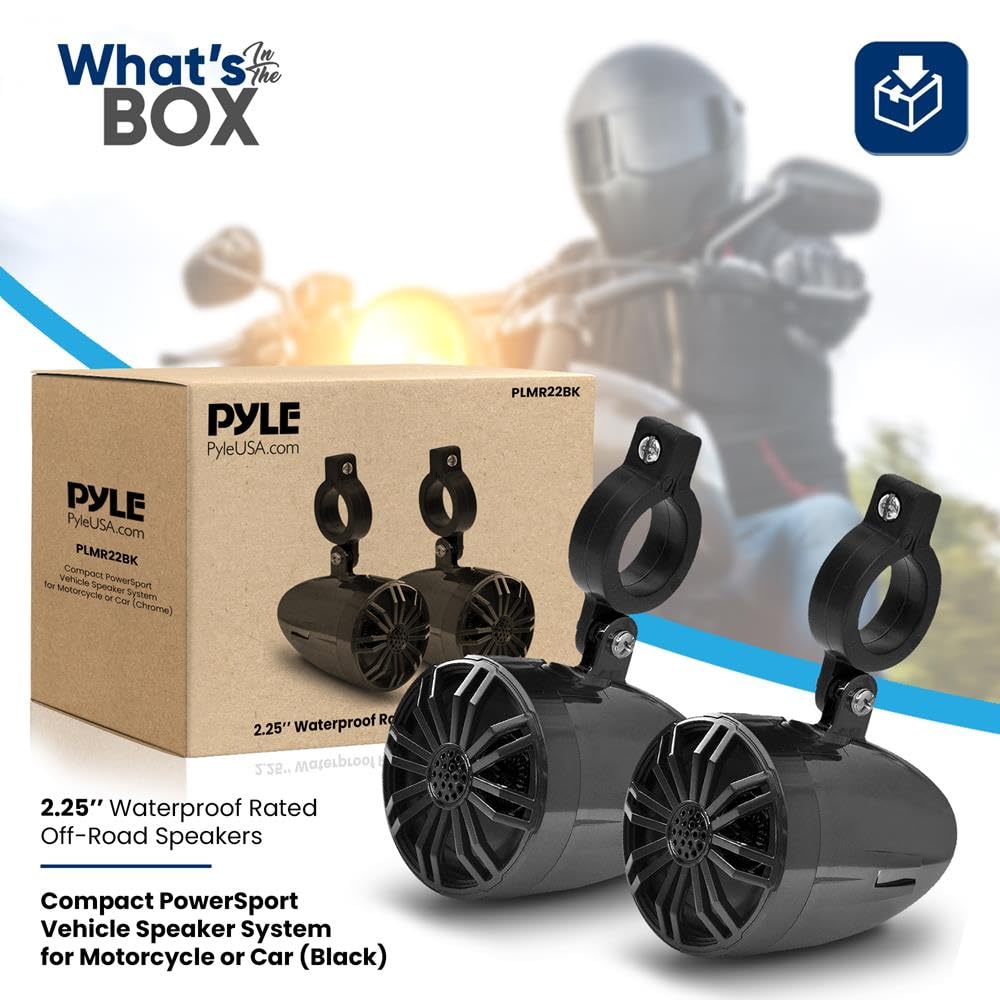 Altavoces Todoterreno PyleUsa Negro Impermeables de 2.25 Pulgadas Rango Completo para Motocicleta