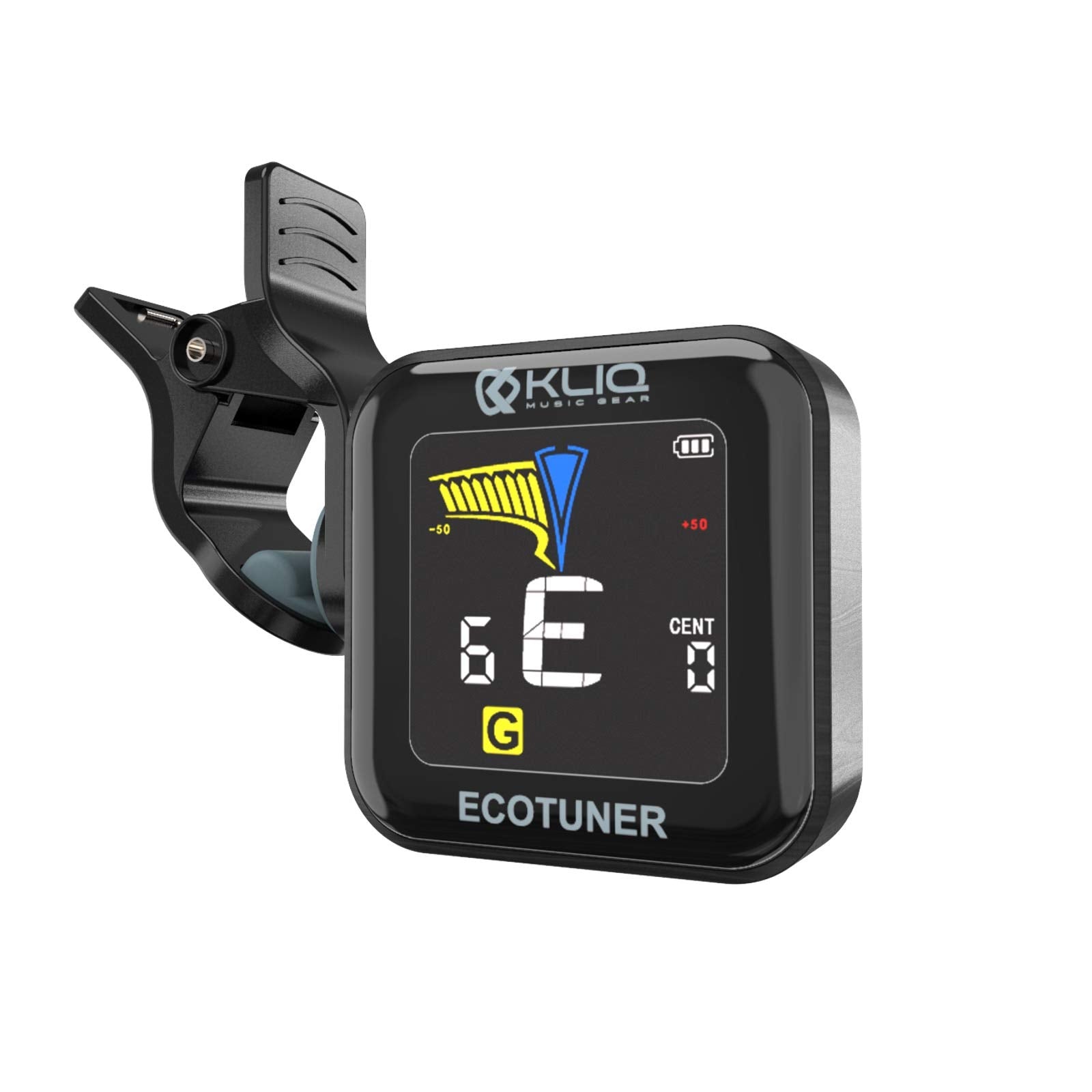 KLIQ EcoTuner - Sintonizador de clip recargable por USB para todos los instrumentos (con cable de carga incluido)