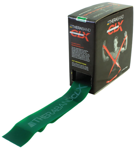 Banda de Resistencia Theraband CLX Verde con Bucles para Ejercicio en Casa y Entrenamientos de Cuerpo Completo