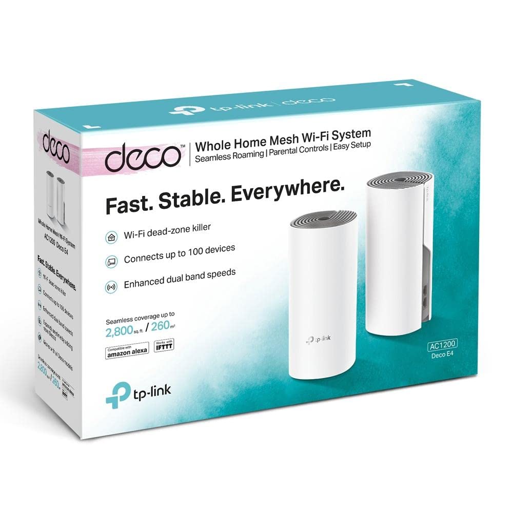 Sistema WiFi Mesh TP-Link Blanco Deco E4 2 Pack con Cobertura Ampliada para Todo el Hogar