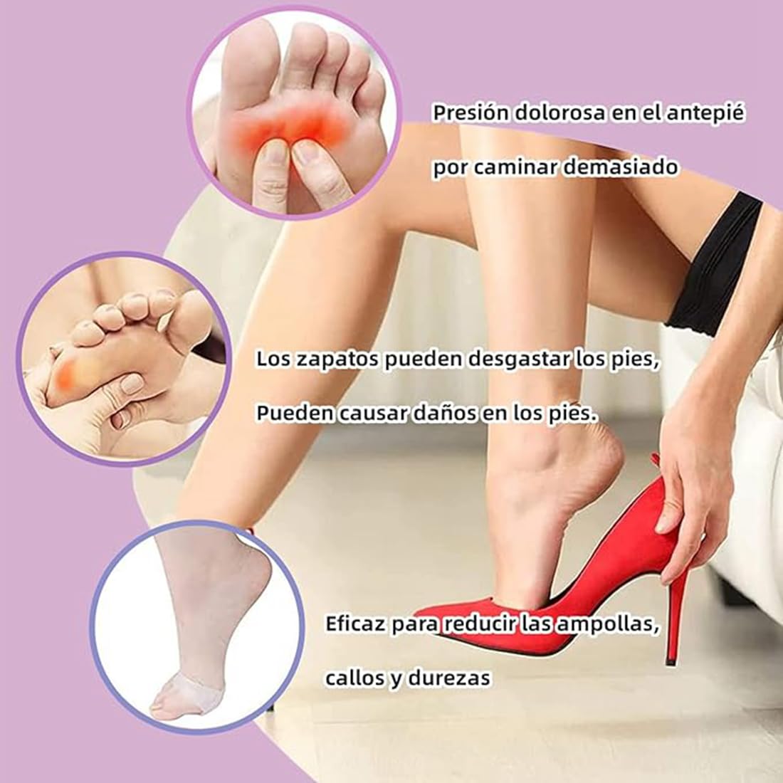 LUISAS 8 Pares de Plantillas Amortiguadoras, Plantillas Metatarsales de Silicona para el Antepié, Aliviar el dolor de pies en hombres y mujeres, Antideslizante y reutilizable (Adecuado para varios zapatos)