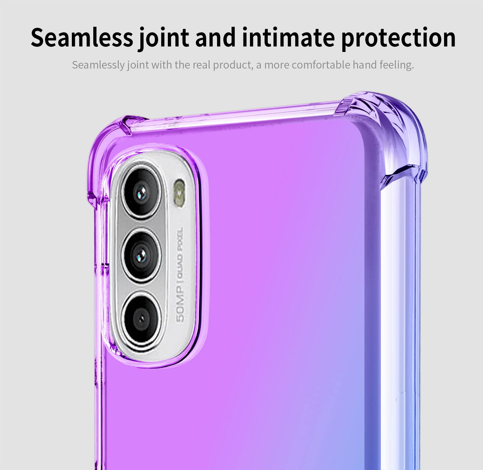 DABUNA Funda para Moto G52 y G82 5G Case Uso Rudo,Transparente Colores Degradados Protectora de Cámara Anticaída Carcasa Bumper(Púrpura Azul)