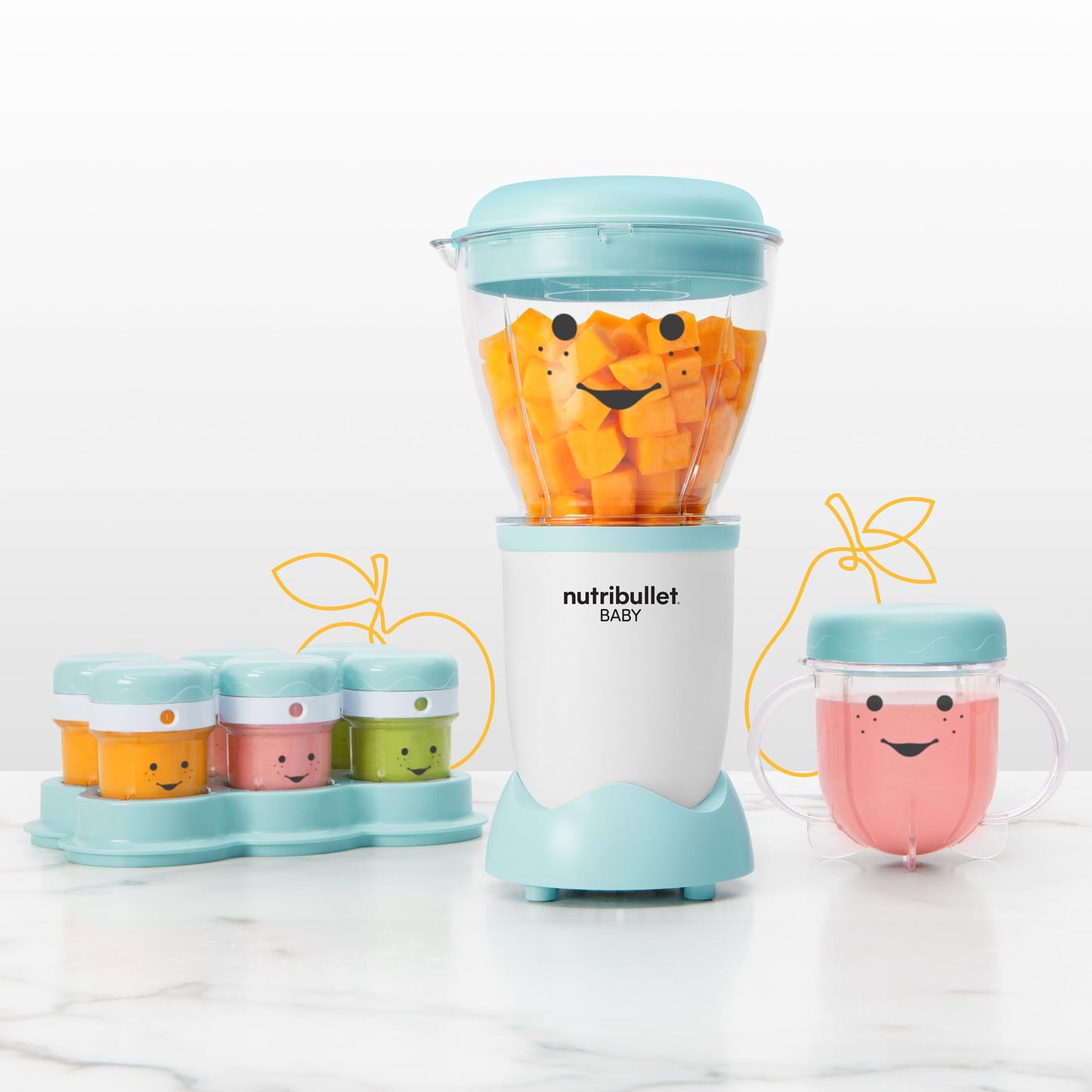 Sistema Completo de NutriBullet Blanco Azul Transparente 32 Onzas