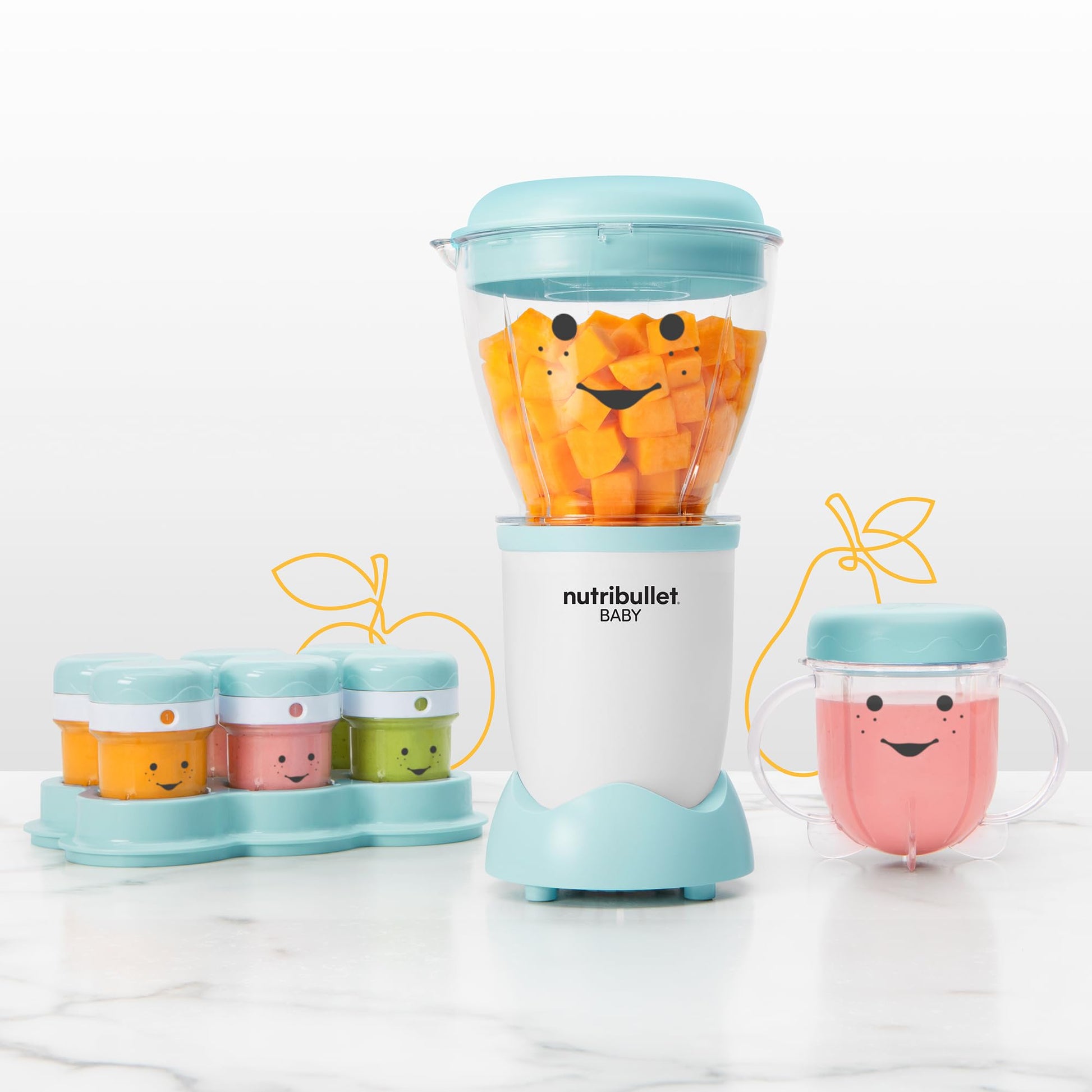 Sistema Completo de NutriBullet Blanco Azul Transparente 32 Onzas