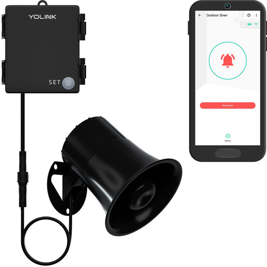 Kit de Sirena yoLink Exterior Inalámbrico 110 dB con Alarma Inteligente Compatible con Alexa y Google