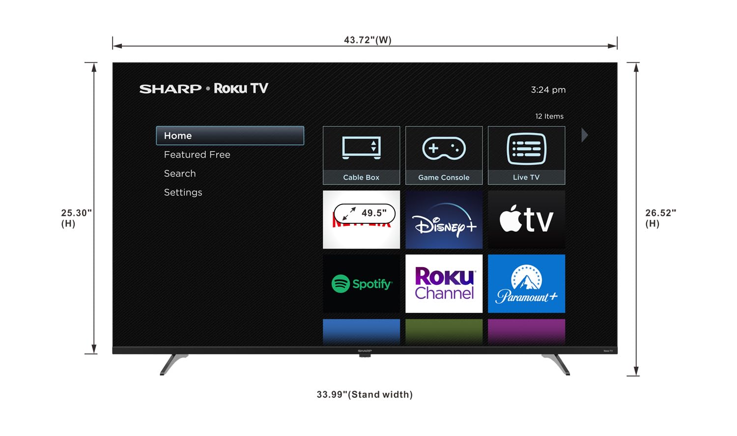 Sharp 4K Smart LED TV de 50" - Roku TV con WiFi