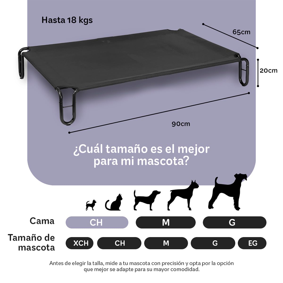Cama Elevada para Perro Esquimal Negro con Malla Transpirable para Interior y Exterior