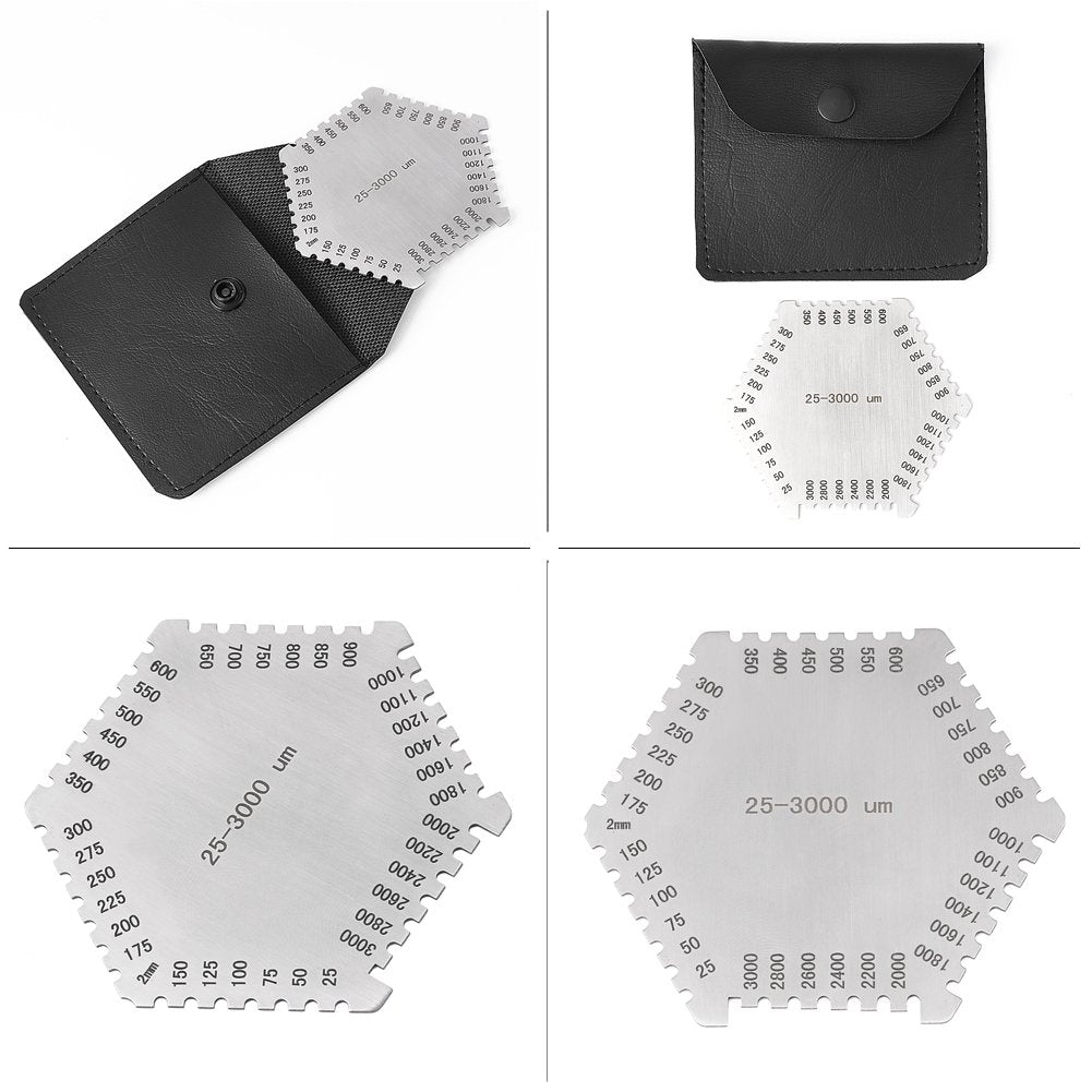 Medidor de Espesor de Película Húmeda de Acero Inoxidable Hexagonal Alta Precisión 25-3000um