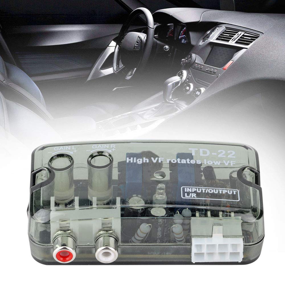Convertidor de Audio Acouto Negro para Coche estéreo con Adaptador de Nivel de Altavoz para subwoofer y Reproductor de CD