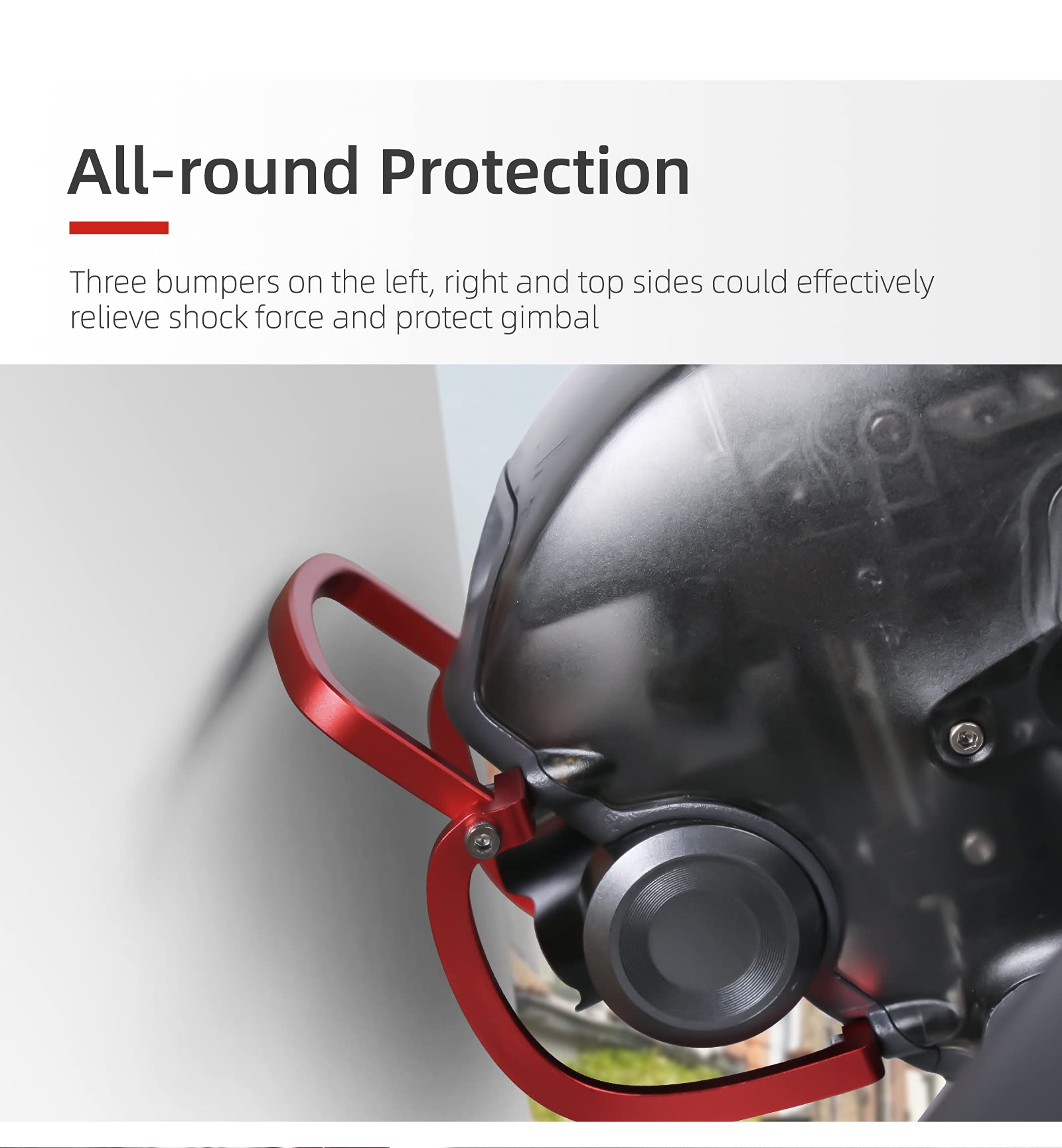 FPV Drone Gimbal Bumper para DJI FPV Drone PTZ Protect Bar Cámara de aleación de aluminio Anti-colisión (Rojo)
