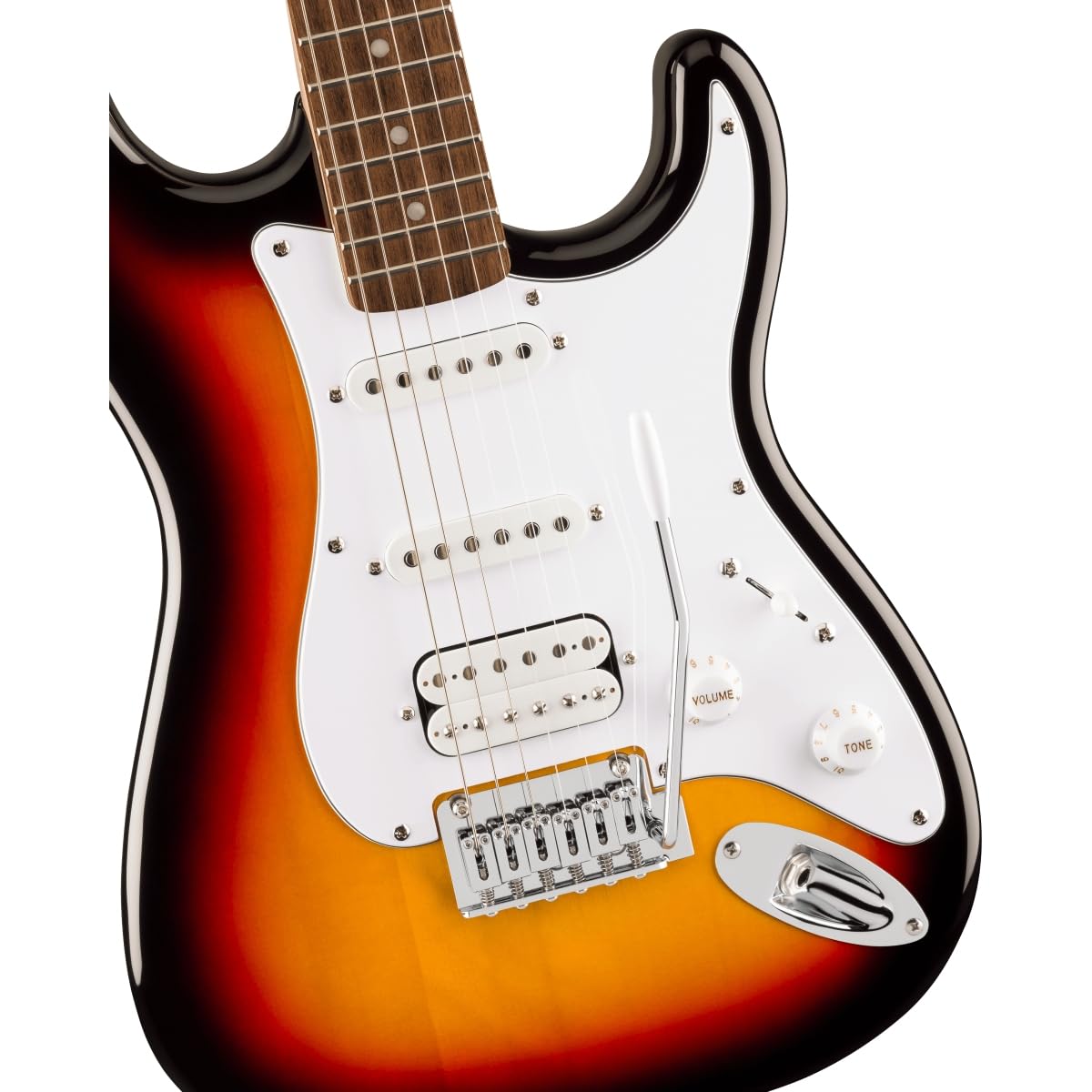 Affinity Series Stratocaster Junior HSS, Laurel Fingerboard, White Pickguard, 3-Color Sunburst
