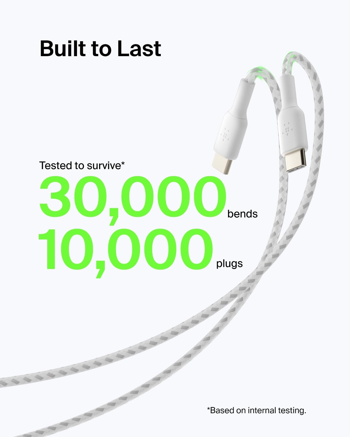 Belkin CAB002bt1MWH Cable Braided USB-C to USB-A 1M Blanco
