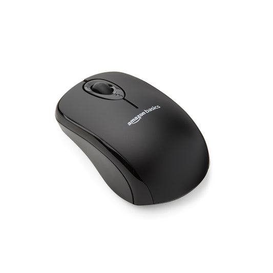 Mouse Óptico Inalámbrico Amazon Basics Negro con Receptor Nano USB de 2,4 GHz para Computadora
