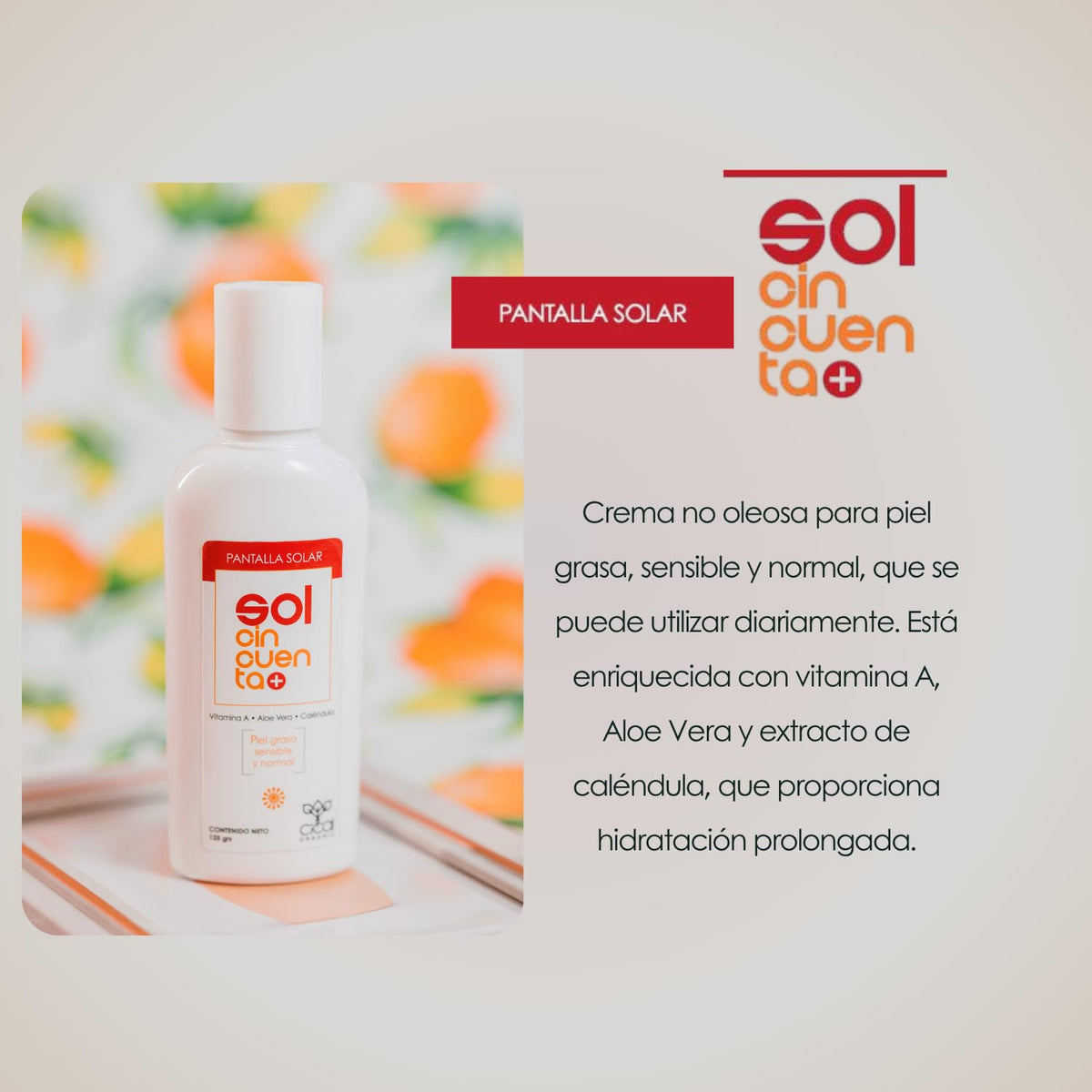 Protector Solar Cical Organic SPF 50+ con Aloe Vera y Caléndula a Prueba de Agua