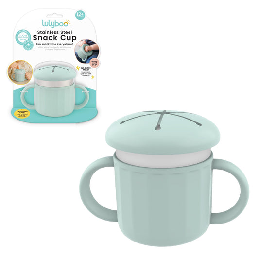 Lulyboo - Taza de aperitivos de acero inoxidable con asas resistente a derrames para niños pequeños