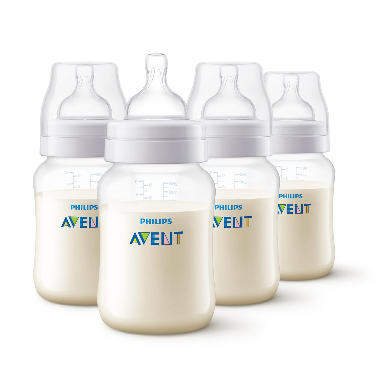 Biberón Philips Avent Anti-colic Azul con Válvula Anticólicos 9 oz 1 m+ - Paquete de 4 Piezas